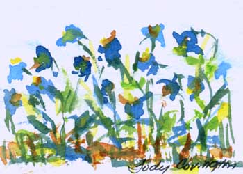 "Blue Flowers" by Jody Covington, Beloit WI - Watercolor - SOLD